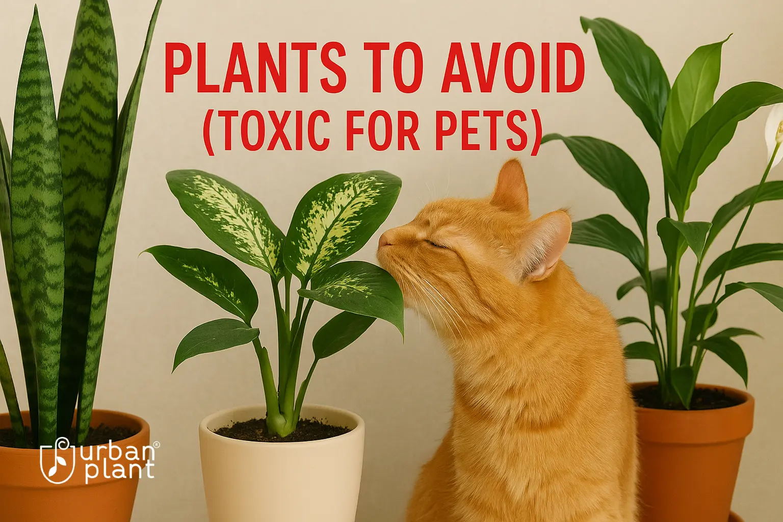 Toxic indoor plants to avoid for pets – cat sniffing Dieffenbachia, Snake Plant, and Peace Lily – Urban Plant